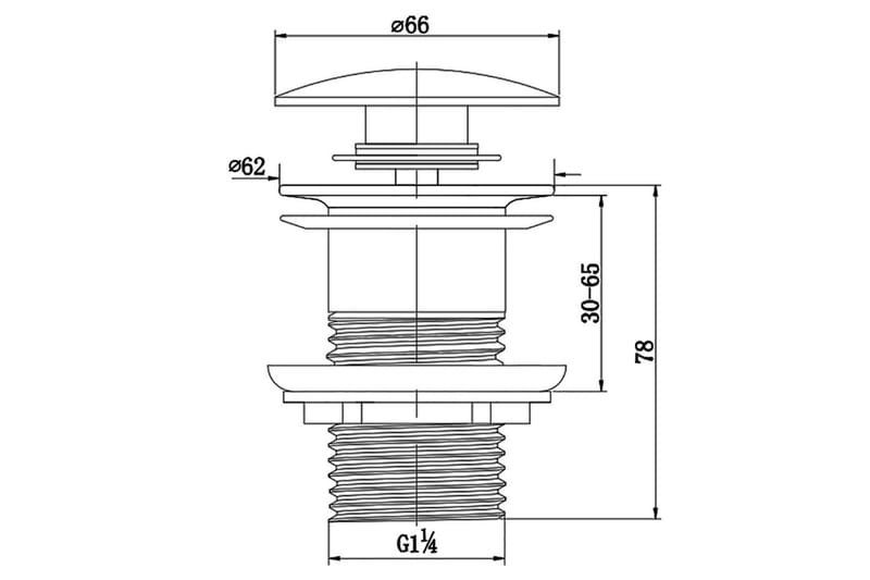 Bottenventil för handfat Rund 6,6 cm Krom/Guld - Hus & renovering - Bygg - Vatten & avlopp - Vattenlås - Bottenventil handfat