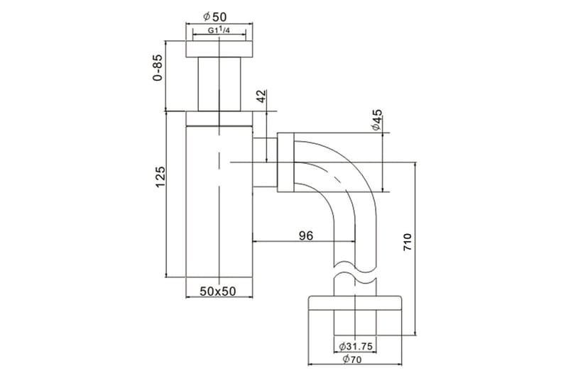 Vattenlås för golvanslutning Krom - Hus & renovering - Bygg - Vatten & avlopp - Vattenlås - Vattenlås handfat