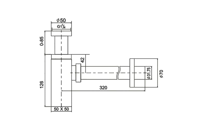 Vattenlås för handfat med vägganslutning Krom - Hus & renovering - Bygg - Vatten & avlopp - Vattenlås - Vattenlås handfat