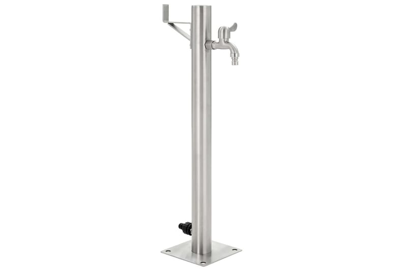 Vattenpost för trädgården 65 cm rostfritt stål rund - Silver - Hus & renovering - Bygg - Vatten & avlopp - Ventiler