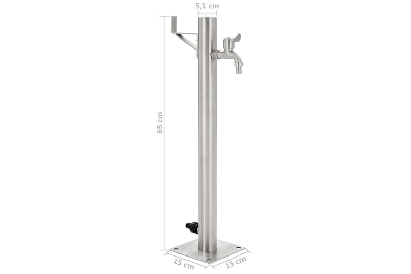 Vattenpost för trädgården 65 cm rostfritt stål rund - Silver - Hus & renovering - Bygg - Vatten & avlopp - Ventiler