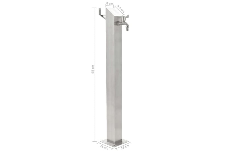 Vattenpost för trädgården 95 cm rostfritt stål fyrkantig - Silver - Hus & renovering - Bygg - Vatten & avlopp - Ventiler