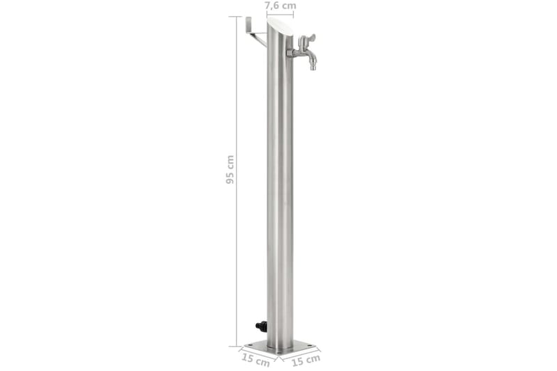 Vattenpost för trädgården 95 cm rostfritt stål rund - Silver - Hus & renovering - Bygg - Vatten & avlopp - Ventiler