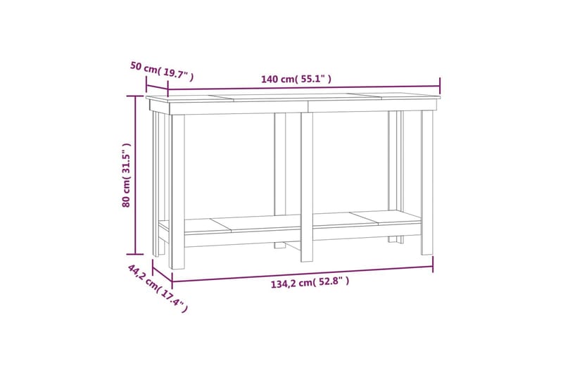 beBasic Skobänk grå 140x50x80 cm massiv furu - Grey - Garageinredning & garageförvaring - Arbetsbänk