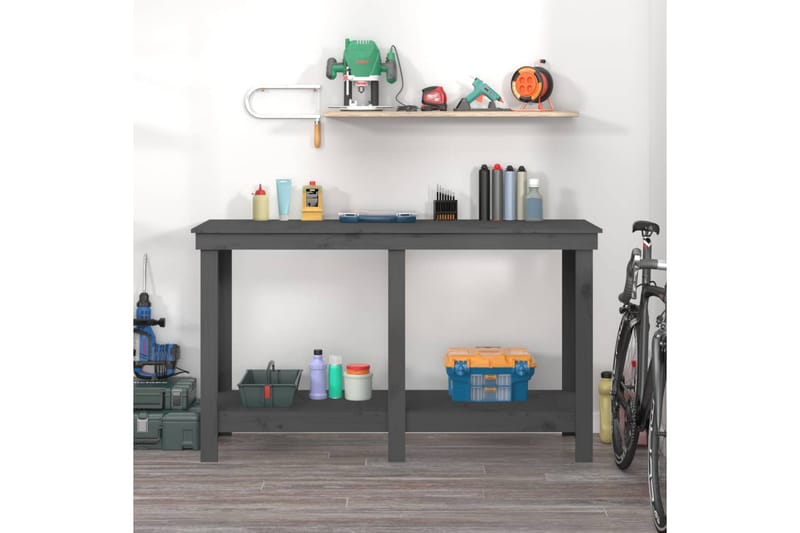 beBasic Skobänk grå 140x50x80 cm massiv furu - Grey - Hus & renovering - Garage & verkstad - Garageinredning & garageförvaring