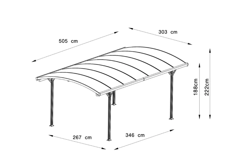 Carport 15 m² | 505 x 303 cm | Singelbilsparkering | Modern & elegant skyddslösning - Hus & renovering - Garage & verkstad - Carport