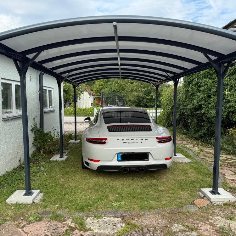 Carport 17 m² | 570 x 303 cm | Aluminiumram med kanalplasttak | Hållbar design, Mörkgrå