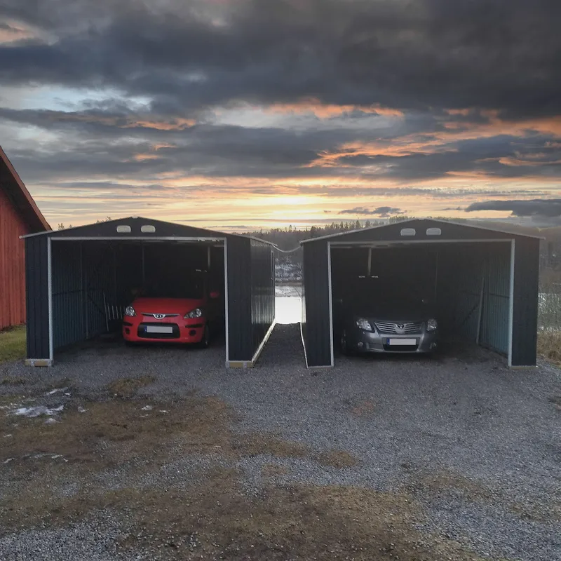 Plåtgarage 23m² | Dubbel dörr | Komplett byggsats | Premium - Hus & renovering - Garage & verkstad - Garagehus