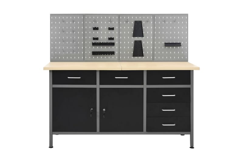 Arbetsbänk med fyra väggpaneler - Brun - Hus & renovering - Garage & verkstad - Garageinredning & garageförvaring