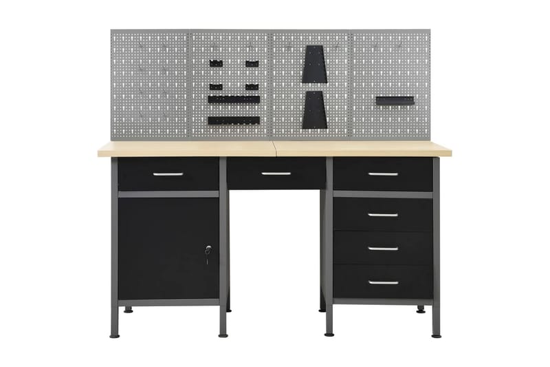 Arbetsbänk med fyra väggpaneler - Svart - Hus & renovering - Garage & verkstad - Garageinredning & garageförvaring