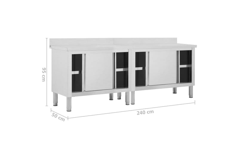 Arbetsbänk med skjutdörrar 2 st 240x50x(95-97)cm rostfritt s - Hus & renovering - Garage & verkstad - Garageinredning & garageförvaring