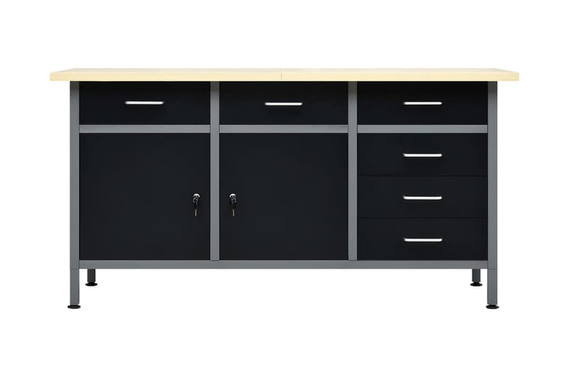 Arbetsbänk svart 160x60x85 cm stål - Svart - Hus & renovering - Garage & verkstad - Garageinredning & garageförvaring