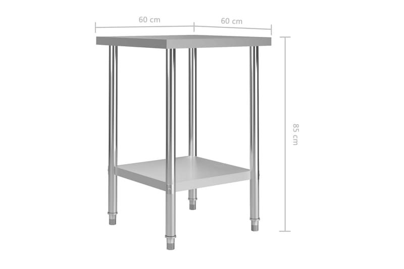 Arbetsbord 60x60x85 cm rostfritt stål - Silver - Garageinredning & garageförvaring - Arbetsbänk