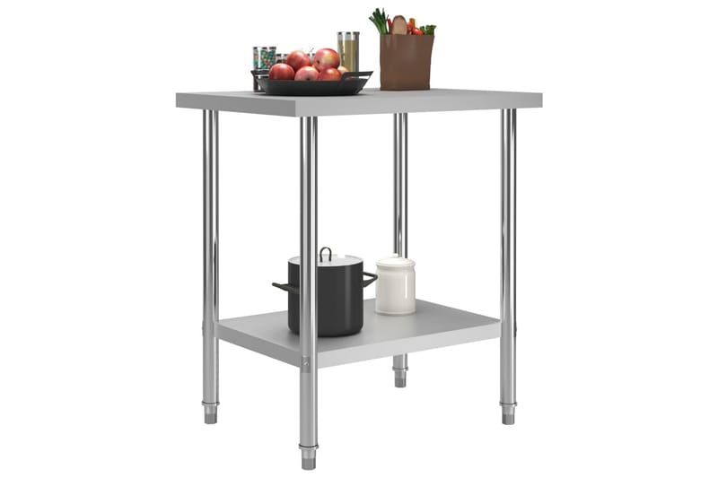 Arbetsbord 80x60x85 cm rostfritt stål - Silver - Garageinredning & garageförvaring - Arbetsbänk
