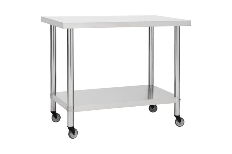 Arbetsbord med hjul 100x60x85 cm rostfritt stål - Garageinredning & garageförvaring - Arbetsbänk