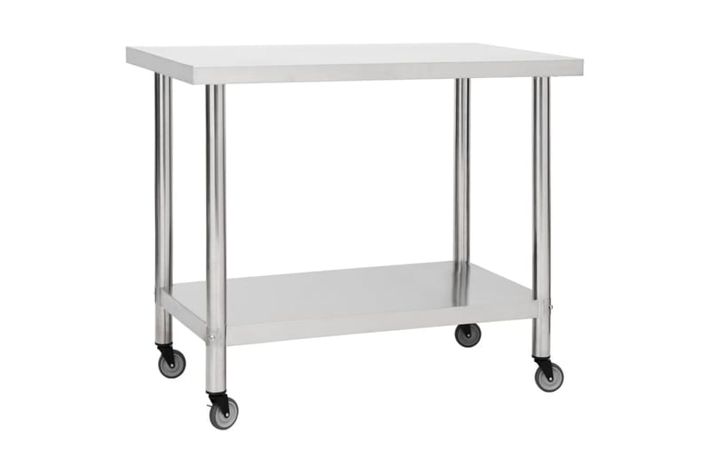 Arbetsbord med hjul 80x60x85 cm rostfritt stål - Garageinredning & garageförvaring - Arbetsbänk