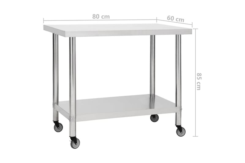 Arbetsbord med hjul 80x60x85 cm rostfritt stål - Garageinredning & garageförvaring - Arbetsbänk