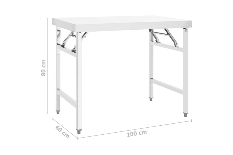 Hopfällbart arbetsbord 100x60x80 cm rostfritt stål - Garageinredning & garageförvaring - Arbetsbänk