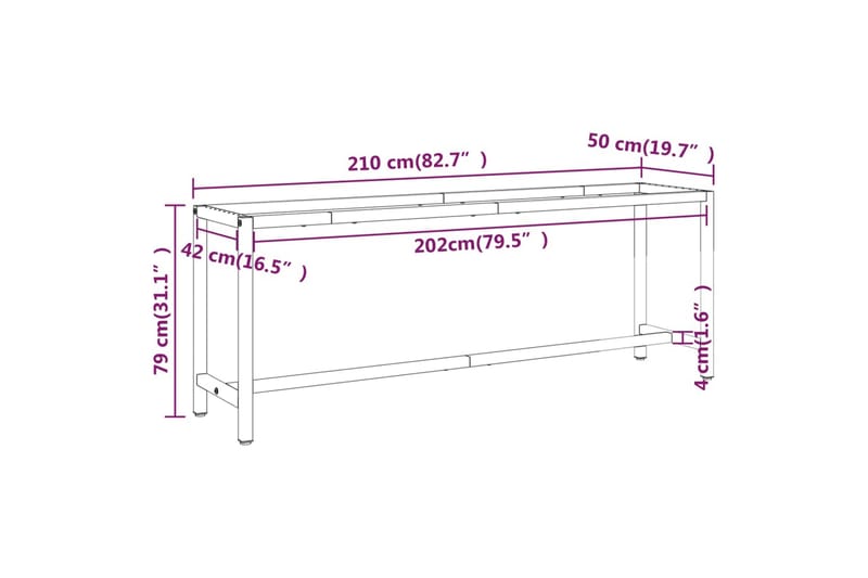 Ram för arbetsbänk svart och matt röd 210x50x79 cm metall - Svart - Hus & renovering - Garage & verkstad - Garageinredning & garageförvaring