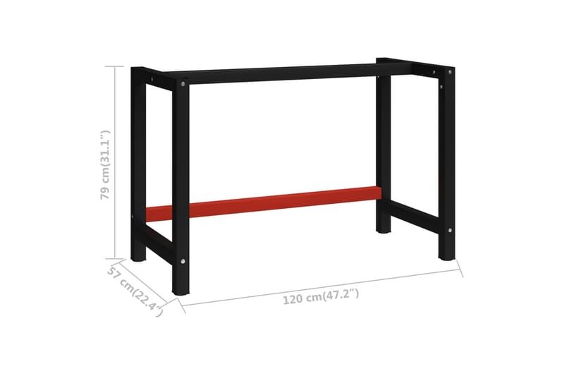 Ram till arbetsbänk metall 120x57x79 cm svart och röd - Svart - Hus & renovering - Garage & verkstad - Garageinredning & garageförvaring