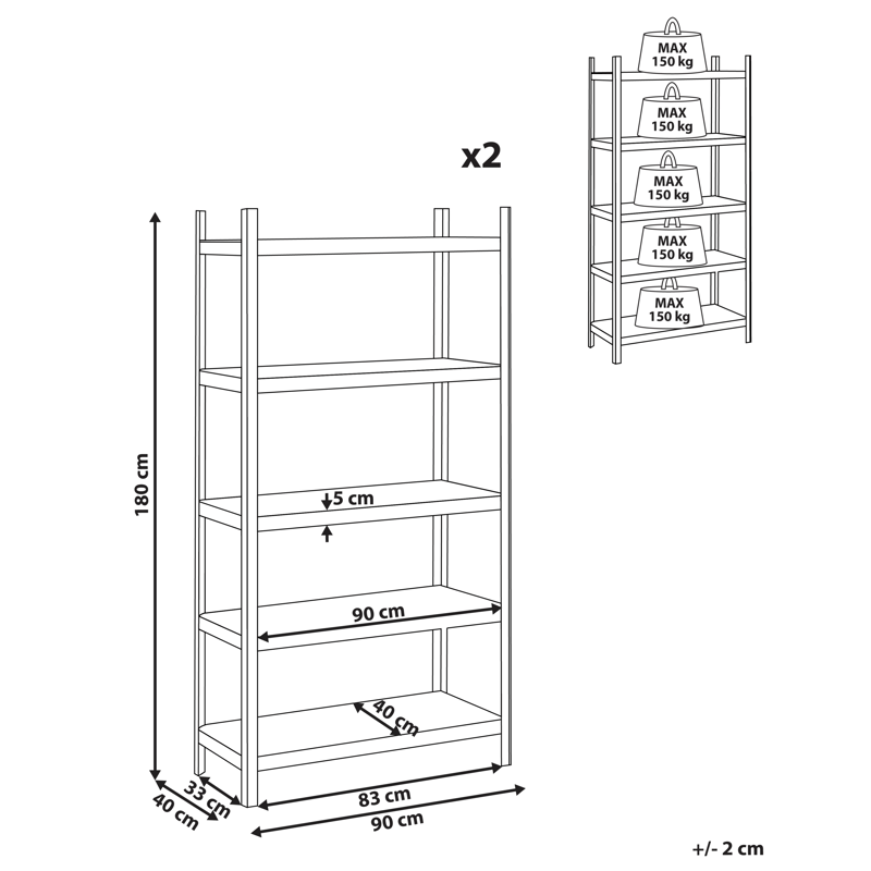 Set med 2 Garagehyllor Xitta 90 cm - Silver/Brun - Utemöbler - Övrigt utemöbler - Tillbehör utomhus - Hyllor