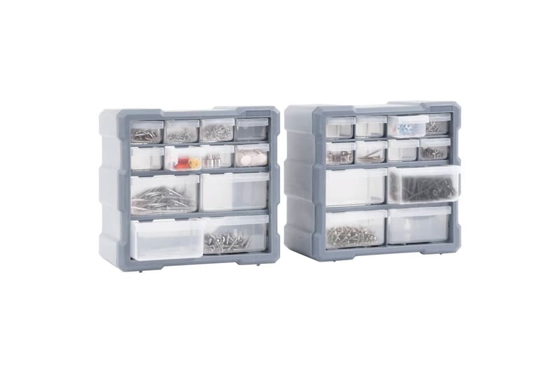 Sortimentskåp med 12 lådor 2 st 26,5x16x26 cm - Grå - Hus & renovering - Garage & verkstad - Garageinredning & garageförvaring