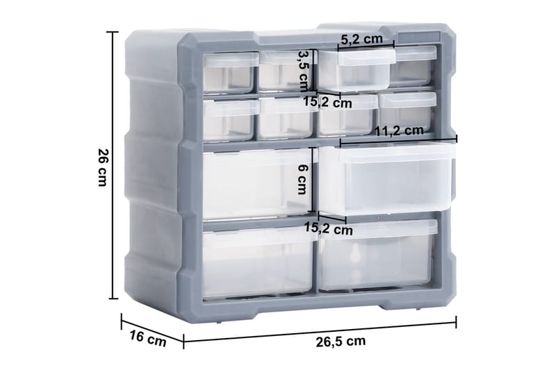 Sortimentskåp med 12 lådor 2 st 26,5x16x26 cm - Grå - Sortimentskåp - Garageinredning & garageförvaring
