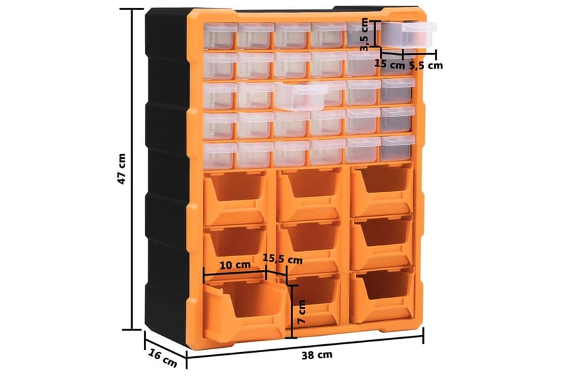 Sortimentskåp med 39 lådor 38x16x47 cm - Orange - Sortimentlåda - Garageinredning & garageförvaring