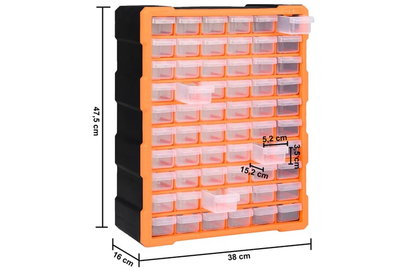 Sortimentskåp med 60 lådor 38x16x47,5 cm - Orange - Sortimentskåp - Garageinredning & garageförvaring