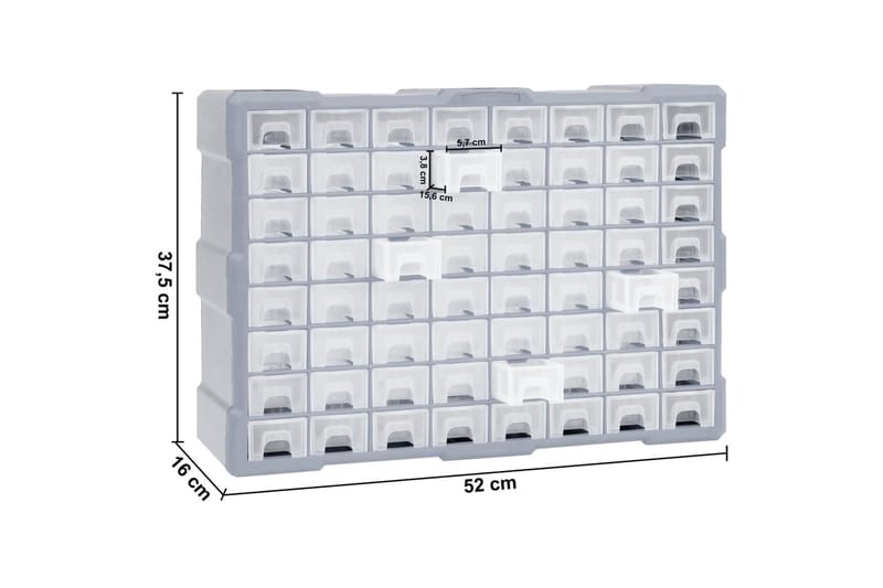 Sortimentskåp med 64 lådor 52x16x37,5 cm - Grå - Sortimentskåp - Garageinredning & garageförvaring