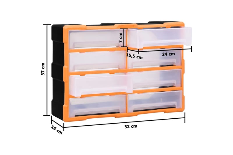 Sortimentskåp med 8 stora lådor 52x16x37 cm - Orange - Hus & renovering - Garage & verkstad - Garageinredning & garageförvaring
