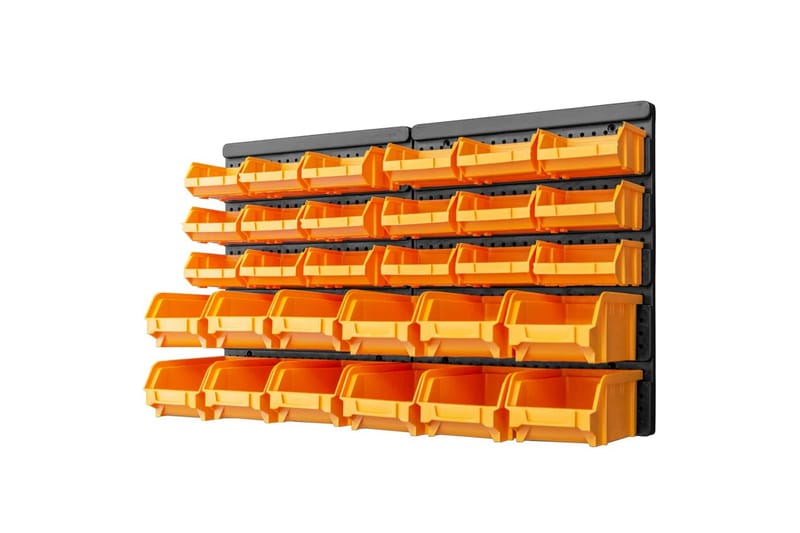 Väggmonterade sortimentslådor 32 delar gul och svart - Gul - Garageinredning & garageförvaring - Sortimentlåda
