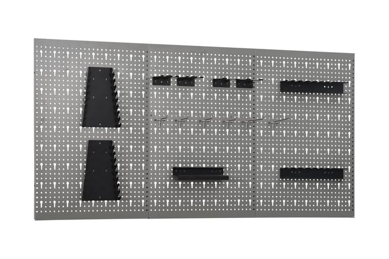 Väggmonterade verktygstavlor 3 st 40x58 cm stål - Grå - Hus & renovering - Garage & verkstad - Garageinredning & garageförvaring