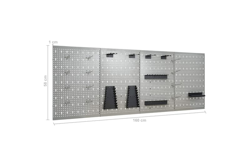 Väggmonterade verktygstavlor 4 st 40x58 cm stål - Grå - Hus & renovering - Garage & verkstad - Garageinredning & garageförvaring