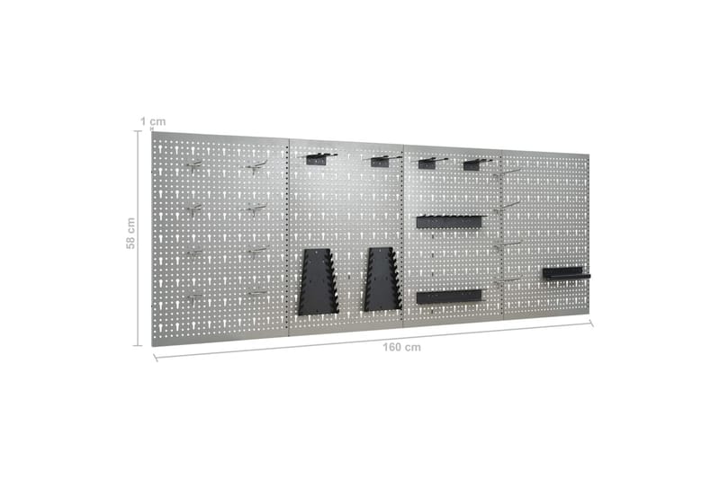Väggmonterade verktygstavlor 4 st 40x58 cm stål - Grå - Verktygstavla - Garageinredning & garageförvaring