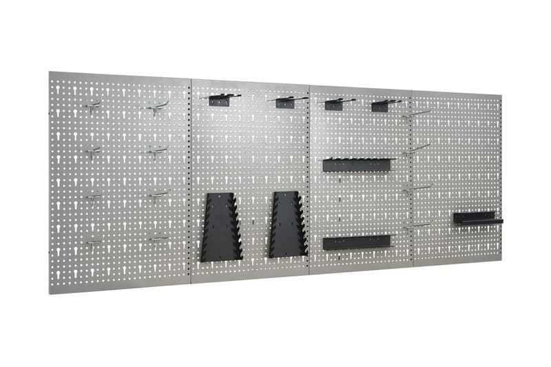 Väggmonterade verktygstavlor 4 st 40x58 cm stål - Grå - Hus & renovering - Garage & verkstad - Garageinredning & garageförvaring
