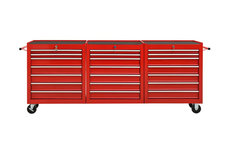 Verktygsvagn med 21 lådor stål röd - Röd - Verktygsvagn