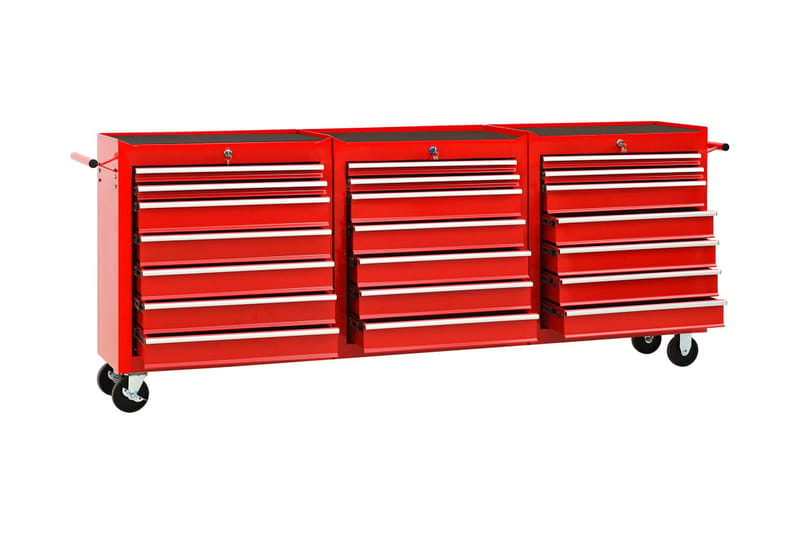 Verktygsvagn med 21 lådor stål röd - Röd - Verktygsvagn