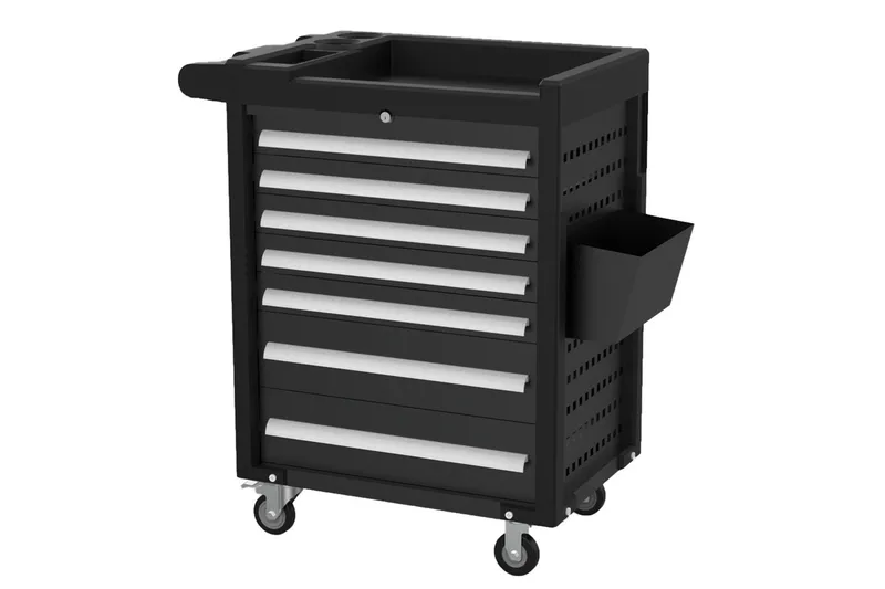Verktygsvagn med sju lådor Svart, undefined