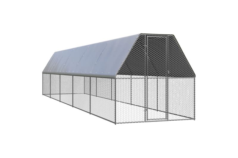 Hönsbur för utomhusbruk 2x10x2 m galvaniserat stål - Silver - Hönshus - Hönsgård - För djuren
