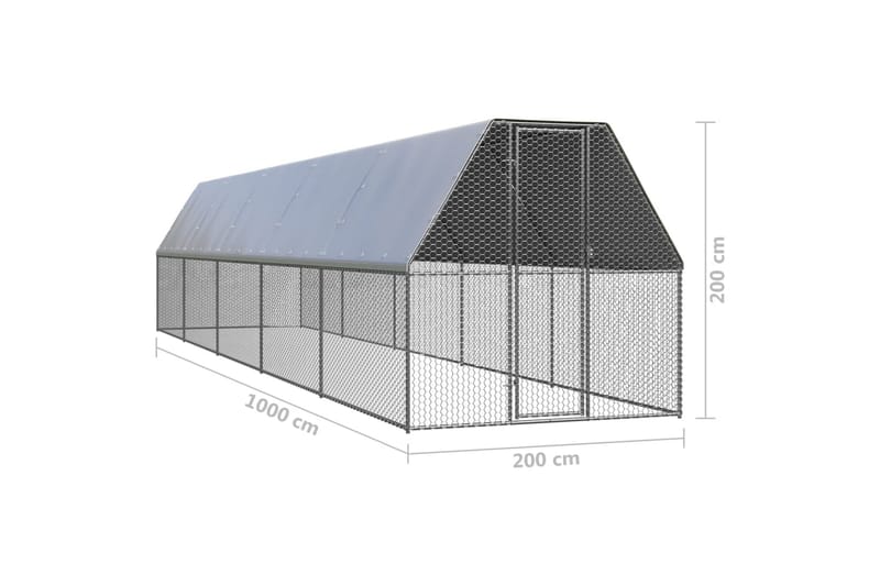 Hönsbur för utomhusbruk 2x10x2 m galvaniserat stål - Silver - Hönshus - För djuren - Hönsgård