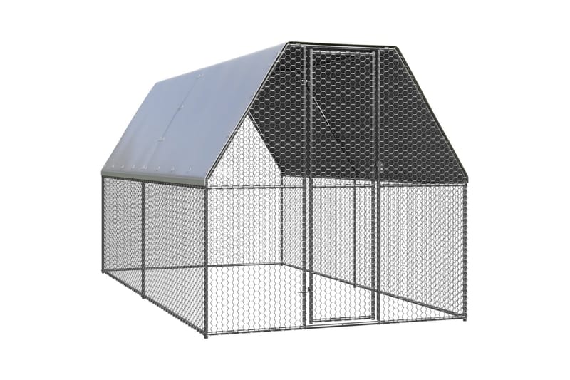 Hönsbur för utomhusbruk 2x4x2 m galvaniserat stål - Silver - Hönshus - Hönsgård - För djuren