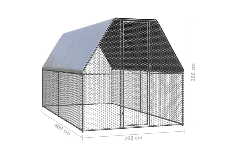 Hönsbur för utomhusbruk 2x4x2 m galvaniserat stål - Silver - Hönshus - För djuren - Hönsgård
