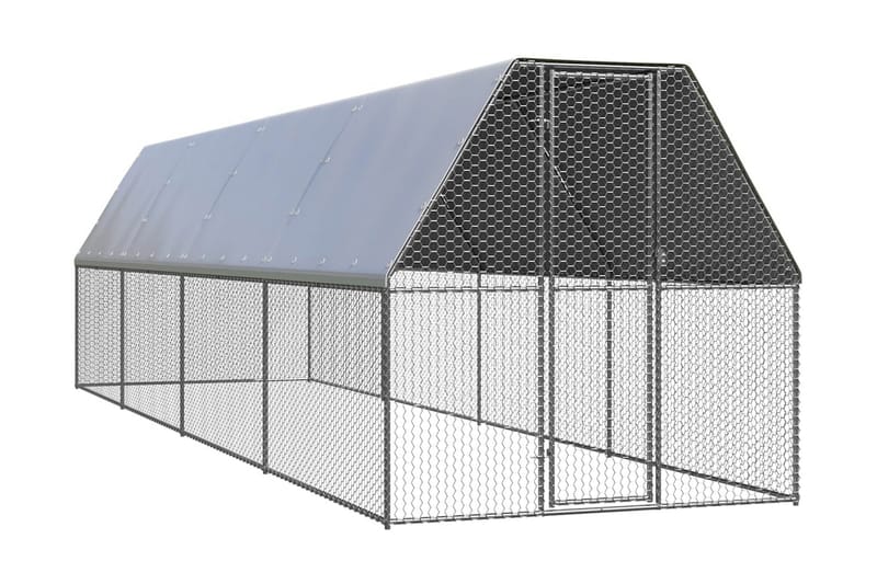Hönsbur för utomhusbruk 2x8x2 m galvaniserat stål - Silver - Hönshus - För djuren - Hönsgård