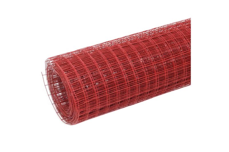 Hönsnät stål med PVC-beläggning 10x1 m röd - Röd - Hönshus - För djuren - Hönsgård