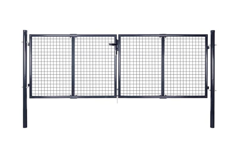 Nätgrind för trädgård galvaniserat stål 289x100 cm grå - Grå - Smidesgrind & järngrind - Grind utomhus