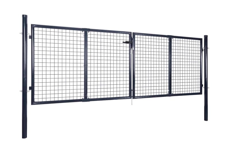Nätgrind för trädgård galvaniserat stål 289x125 cm grå - Grå - Hus & renovering - Insynsskydd & inhägnad - Grind