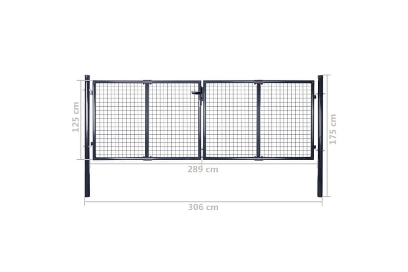 Nätgrind för trädgård galvaniserat stål 289x125 cm grå - Grå - Hus & renovering - Insynsskydd & inhägnad - Grind
