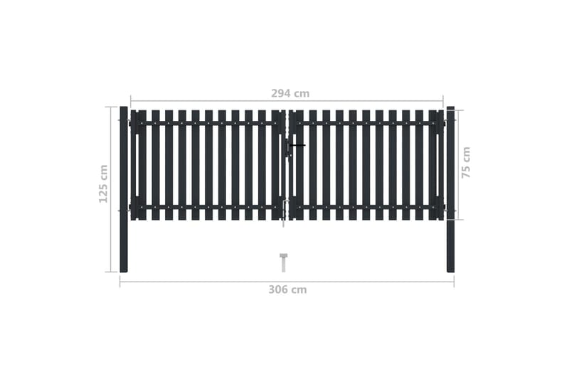 Stängselgrind dubbel stål 306x125 cm antracit - Grå - Hus & renovering - Insynsskydd & inhägnad - Grind
