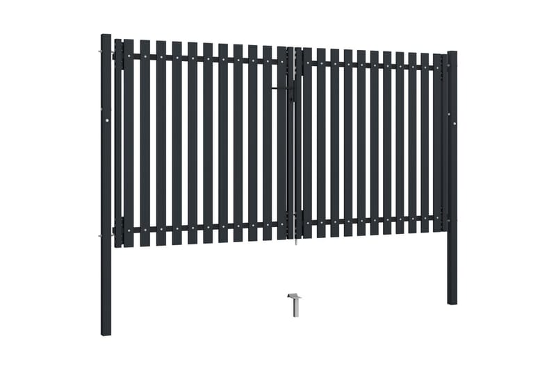 Stängselgrind dubbel stål 306x220 cm antracit - Grå - Hus & renovering - Insynsskydd & inhägnad - Grind